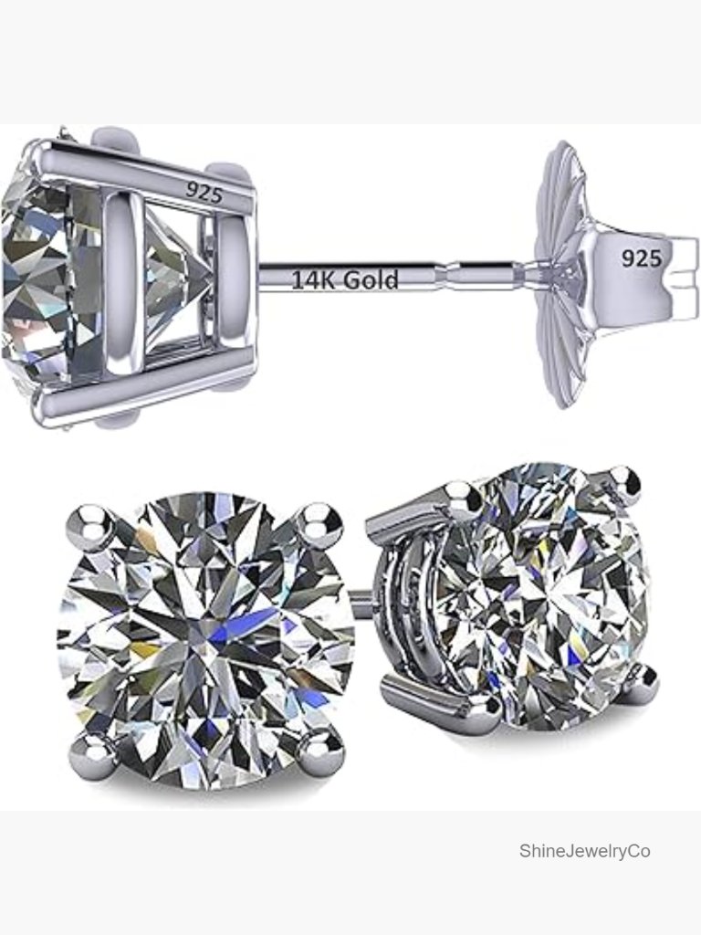 14k Solid Gold Post Cz Stud Earrings Hypoallergenic Large 10mm